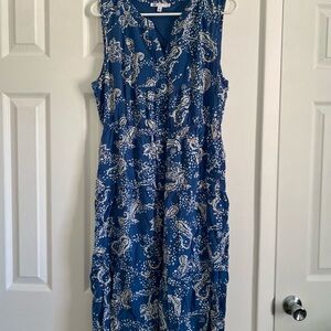 DR2 Blue V-Neck Sleeveless Midi Sundress